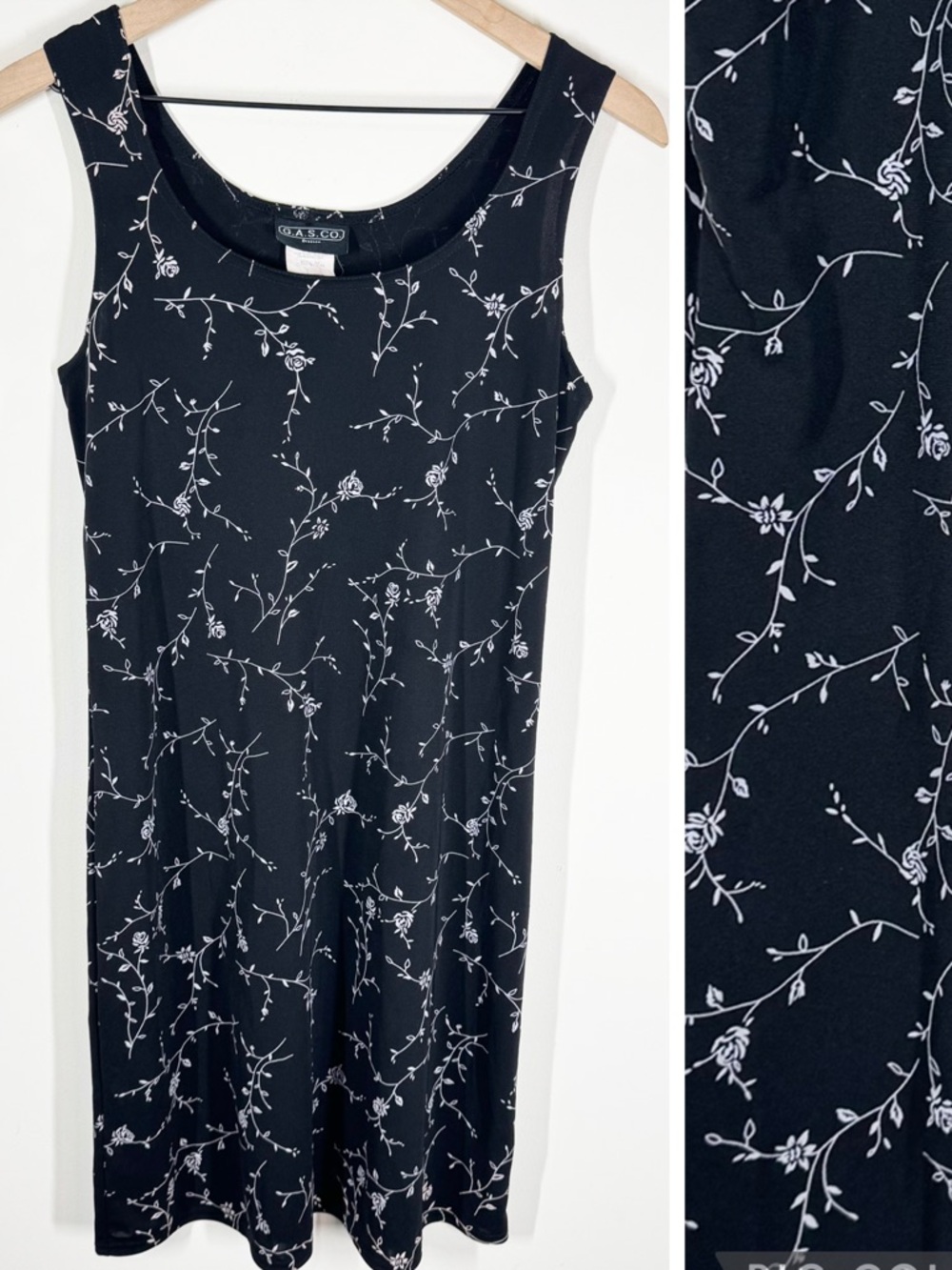 Vintage Y2K GAS Co Black Rose Tattoo Print Dress Size M Goth Alternative Emo